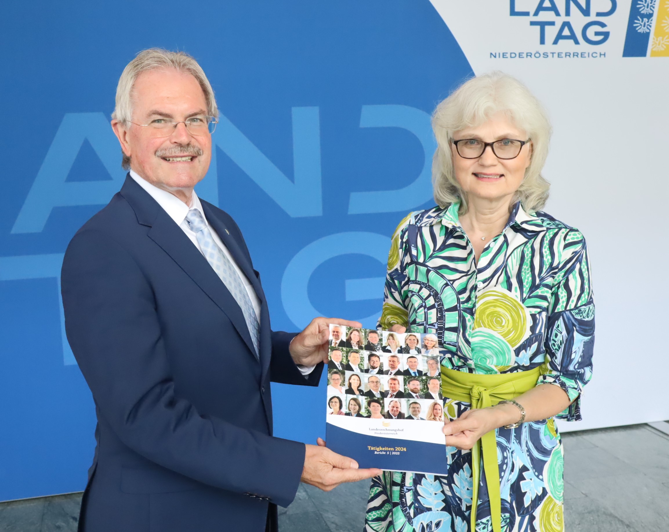 Landtagspräsident Wilfing und Landesrechnungshofdirektorin Goldeband